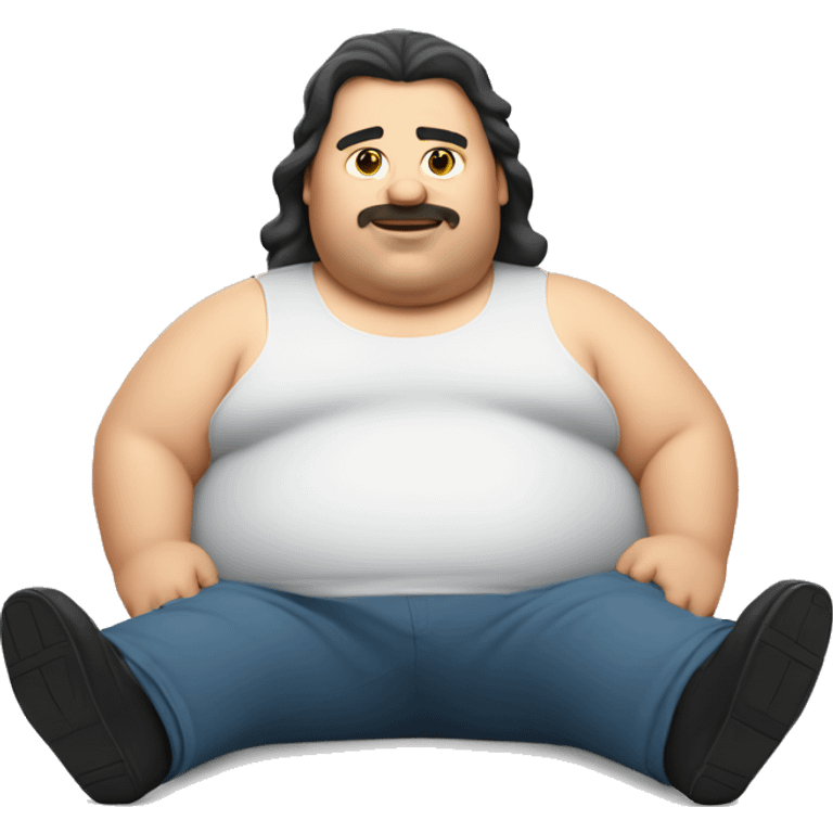 Fat guy with a mullet laying down emoji