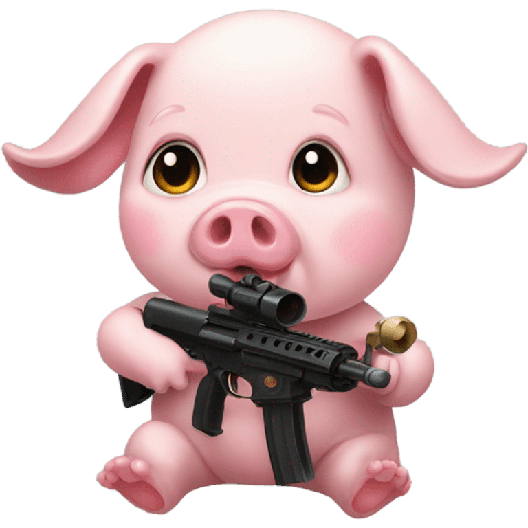 Baby pig sniper shoots heart fire emoji