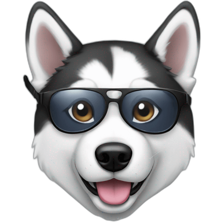 Husky with a mustache and aviator glasses emoji