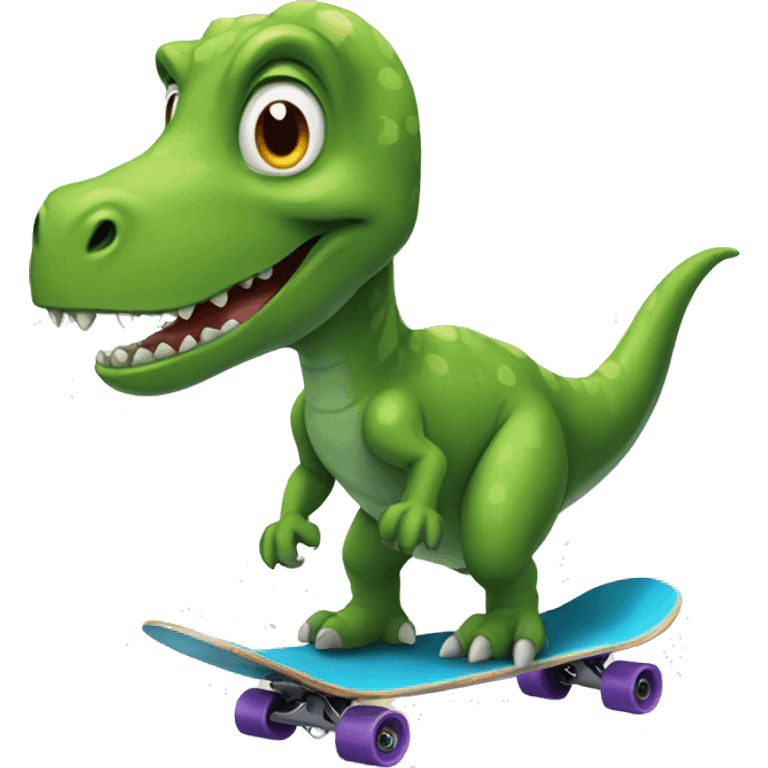 Dinosaur riding a skateboard emoji