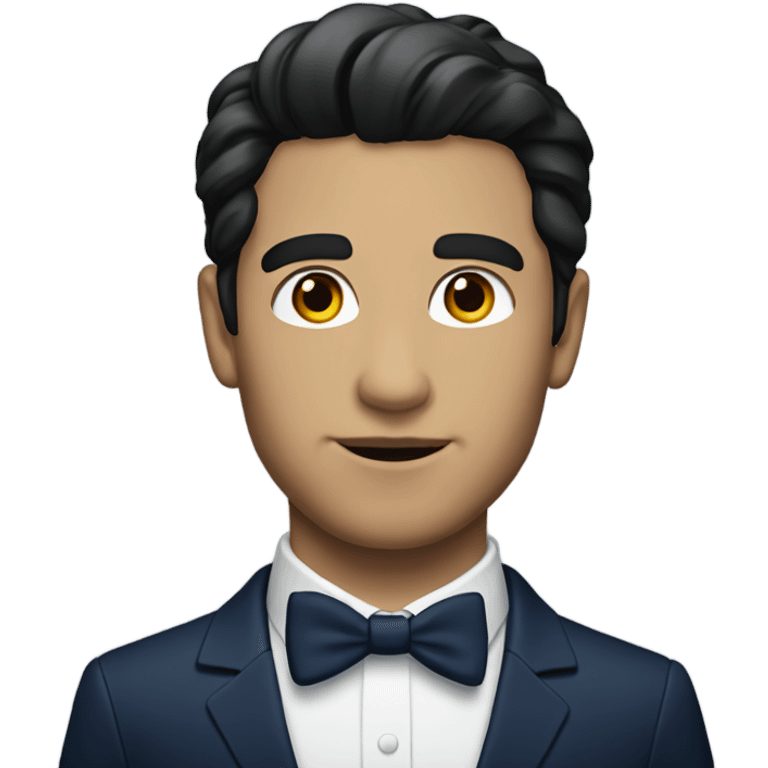 A white  man with red lipstick wearing a navy suit  with black hair  emoji