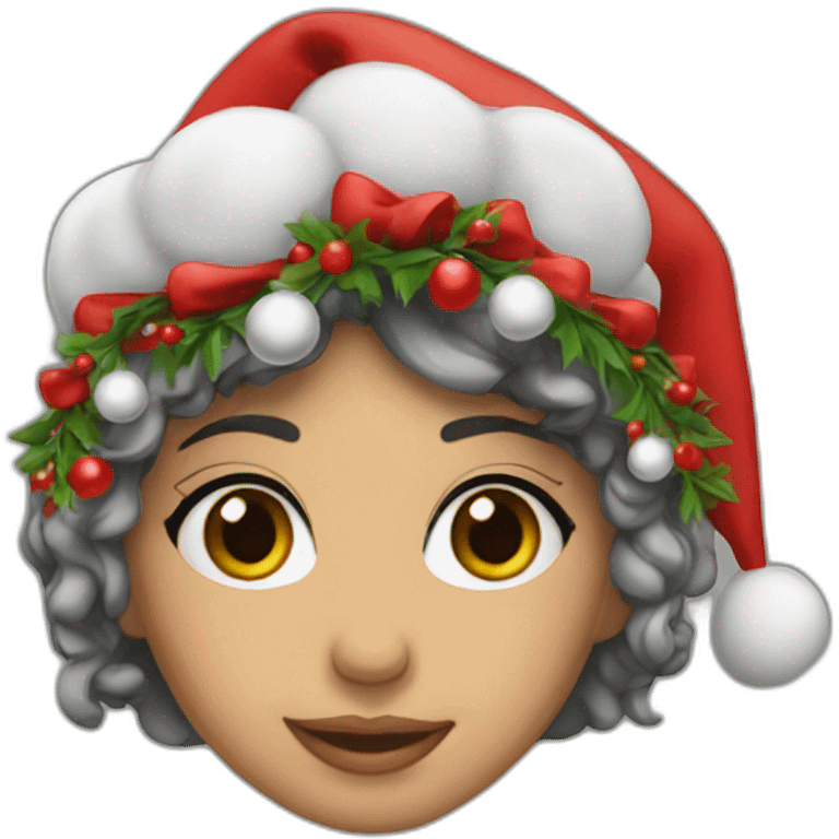 Middle eastern girl with Christmas hat emoji