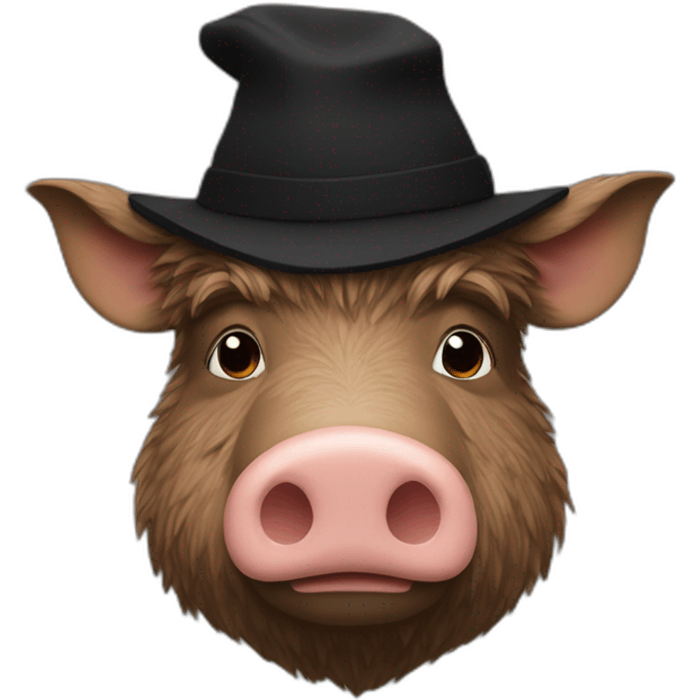 profile really sad brown boar in black common winter hat emoji