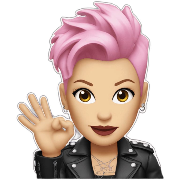 The singer P!nk do a rock sign emoji