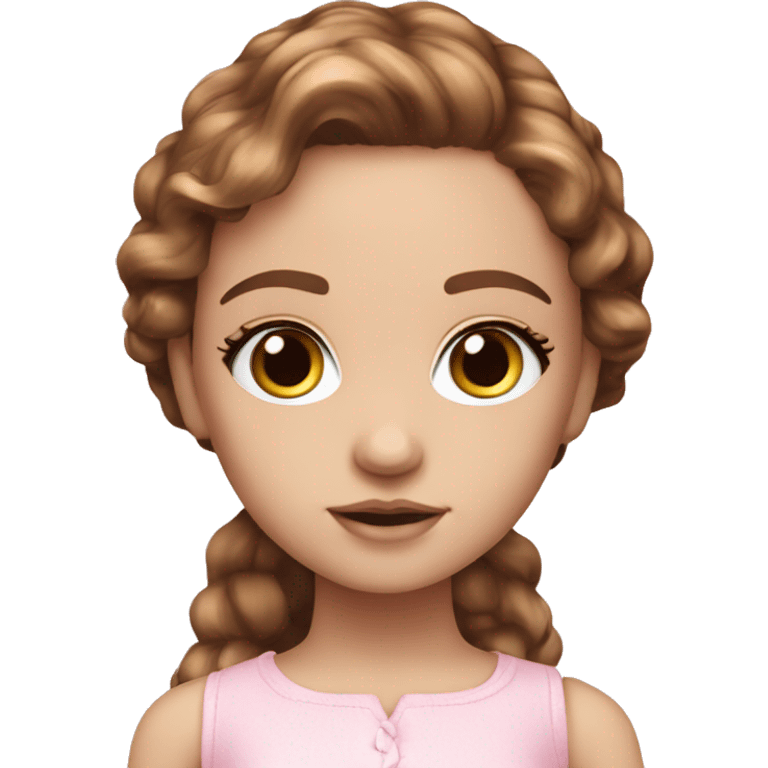 hazel doll eyes, brown hair, feminine, pink, girl, angelic emoji