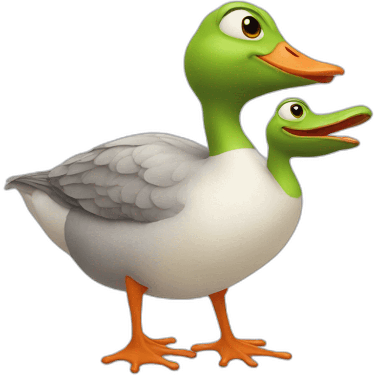 the goose and the frog are friends emoji