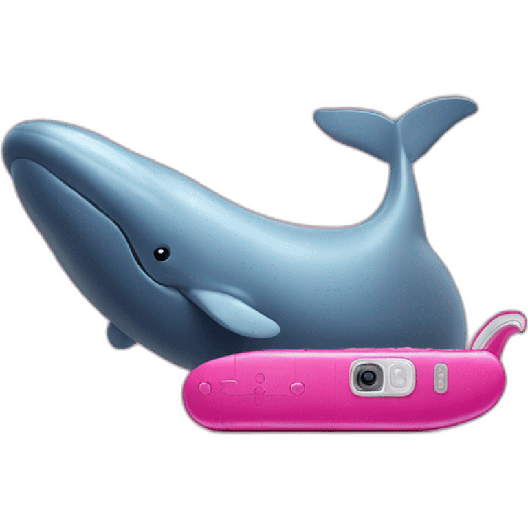 Whale in the boots with pink phone emoji