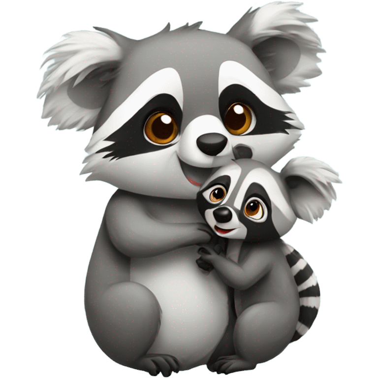 Raccoon and koala in love  emoji