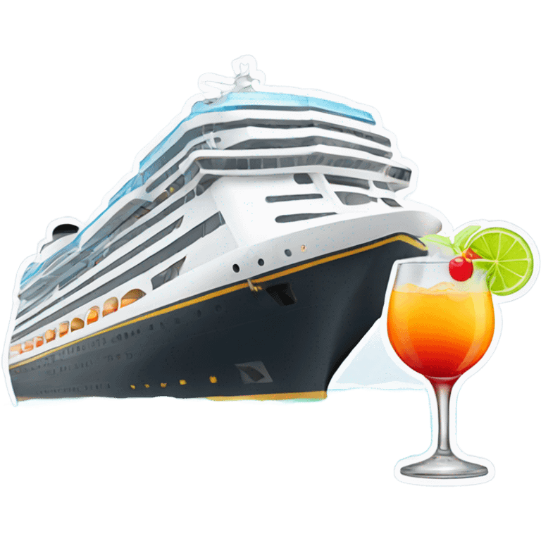 Cruise liner with legs drinking a cocktail emoji