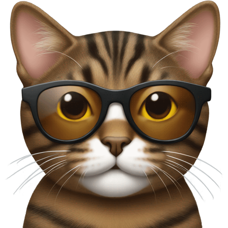 Black brown tabby cat with sunglasses emoji