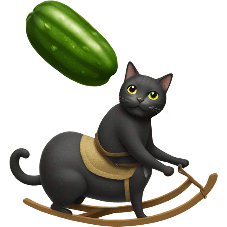 Pickle riding a cat emoji