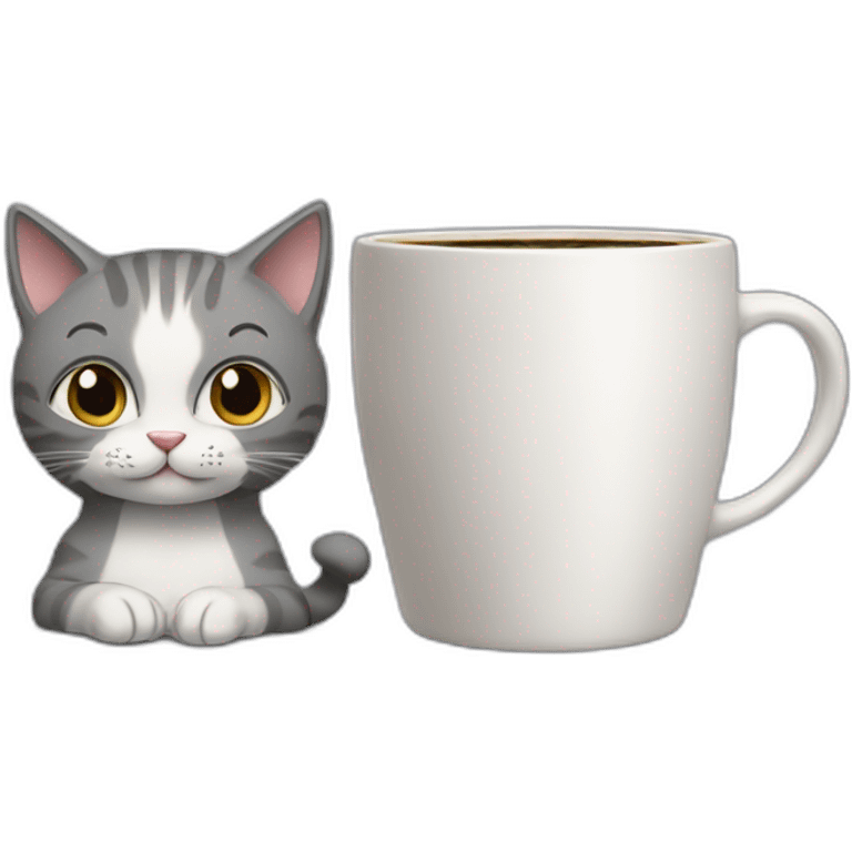 coffe and gray cat emoji