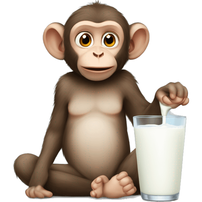 macaque and kitten drink milk emoji