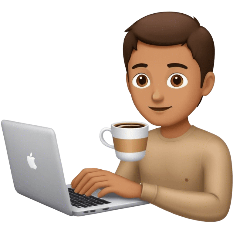 a man with a laptop and a cup of coffee emoji