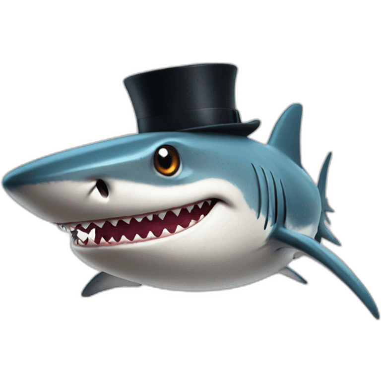 Shark with a top hats emoji