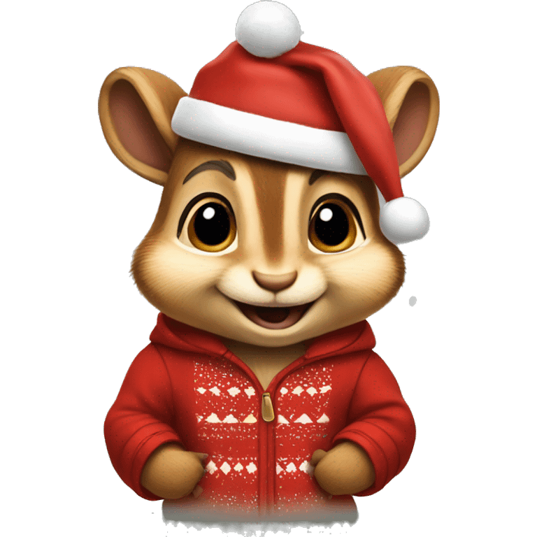 Theodore Chipmunk with Christmas clothes emoji