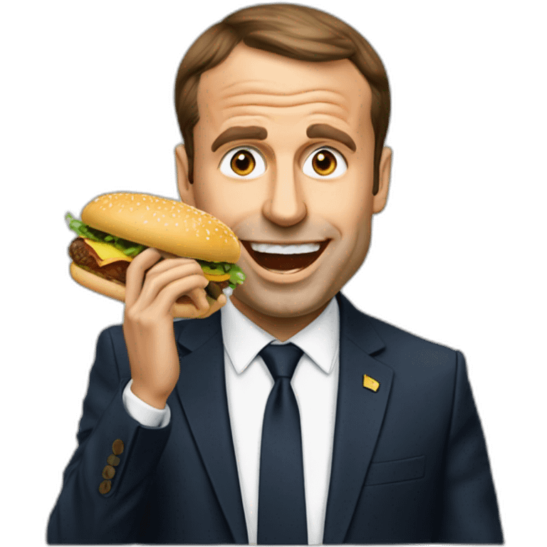 Macron qui mange un hamburger emoji