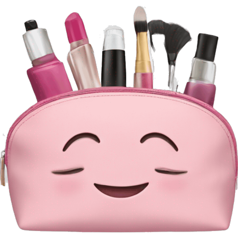 Cosmetic bag with cosmetics emoji