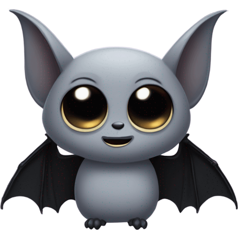 Gray bat, with black wings, large studio ghibli eyes  emoji