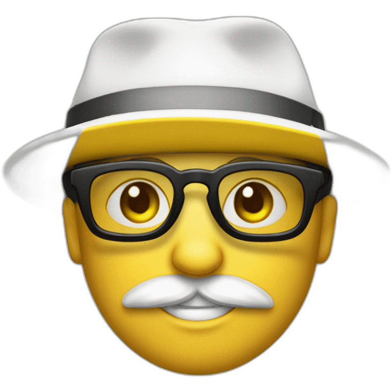 hombre piel blanca con gafas gorra con gatos negro y amarillo emoji