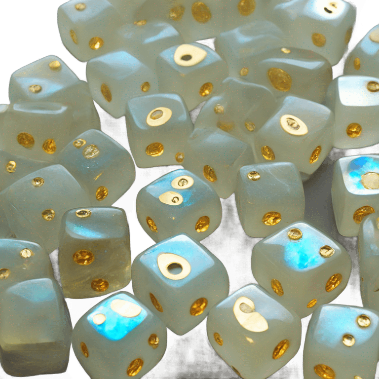 opal crystal gemstone square dice gold dot emoji