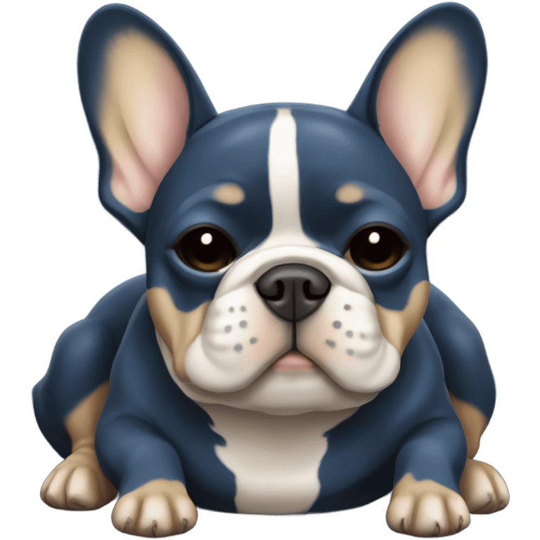 dark blue and tan french bulldog sleeping  emoji