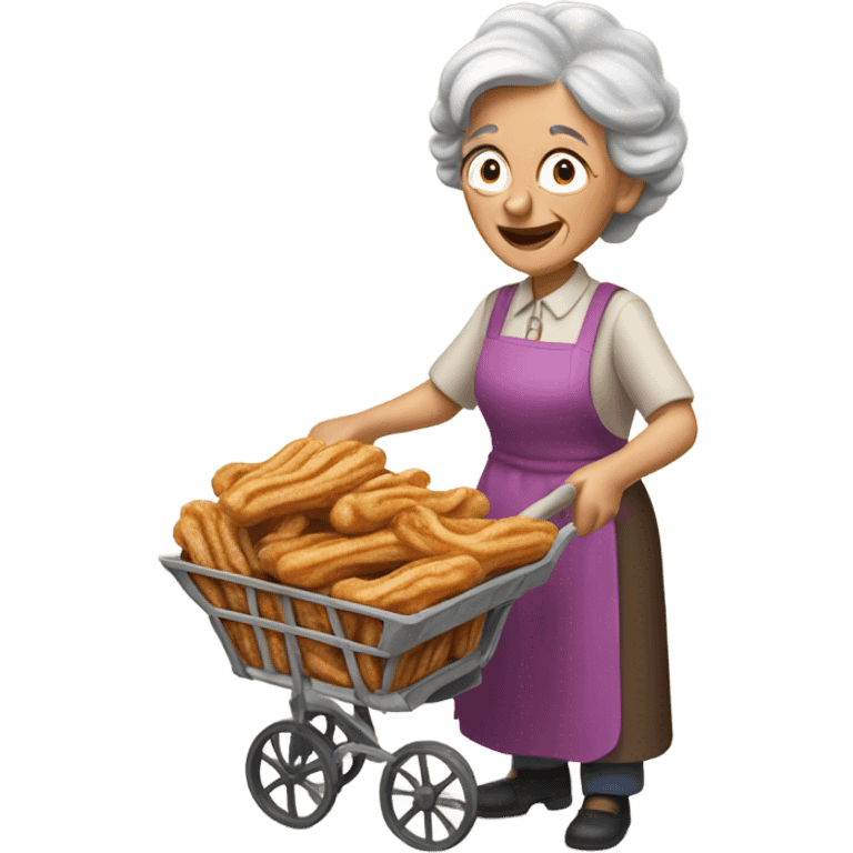 Tan old lady with a cart selling churros emoji