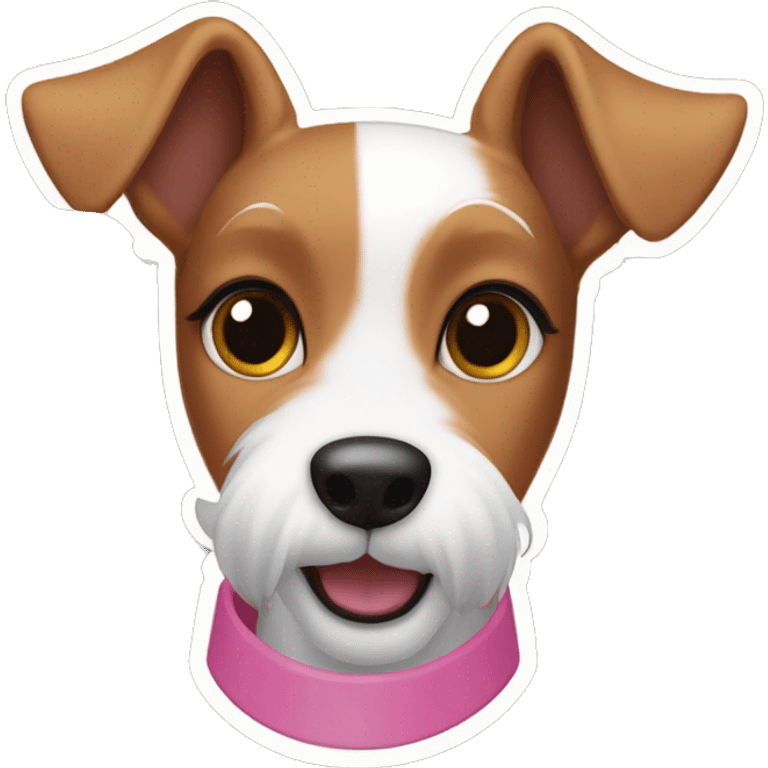  AI generated sticker of a female mini fox terrier with a pink collar, solid colour brown fur, inspired by the style of “Lady and the Tramp.” White outline around it emoji