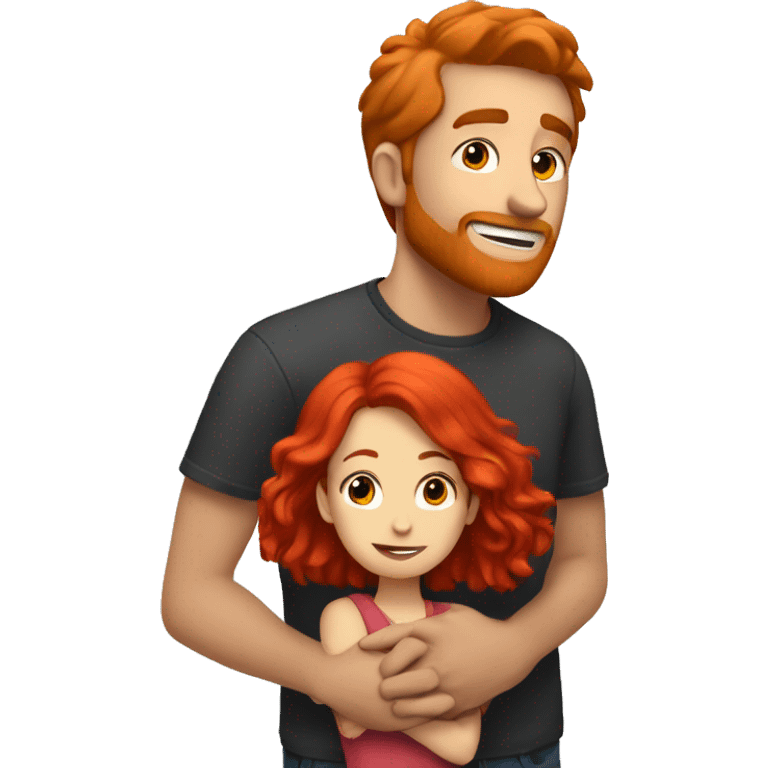 create a guy with red hair hugging a girl with red hair and he is taller than her emoji