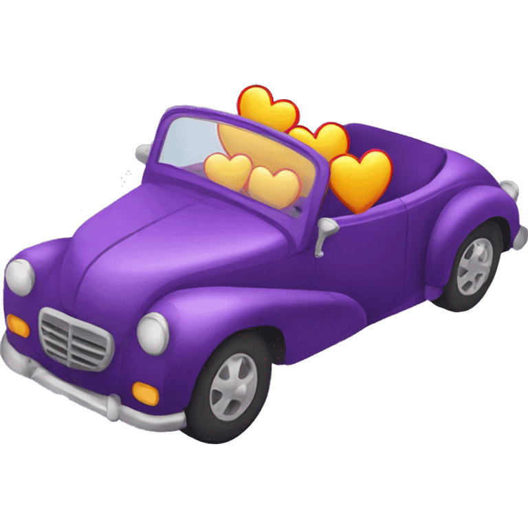 Carro morado con corazones  emoji