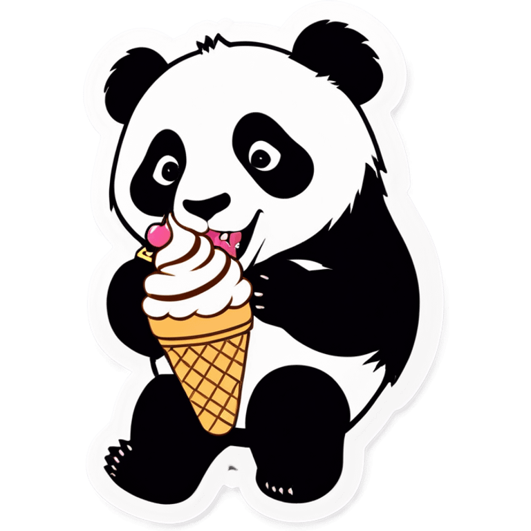 Panda eating ice cream emoji