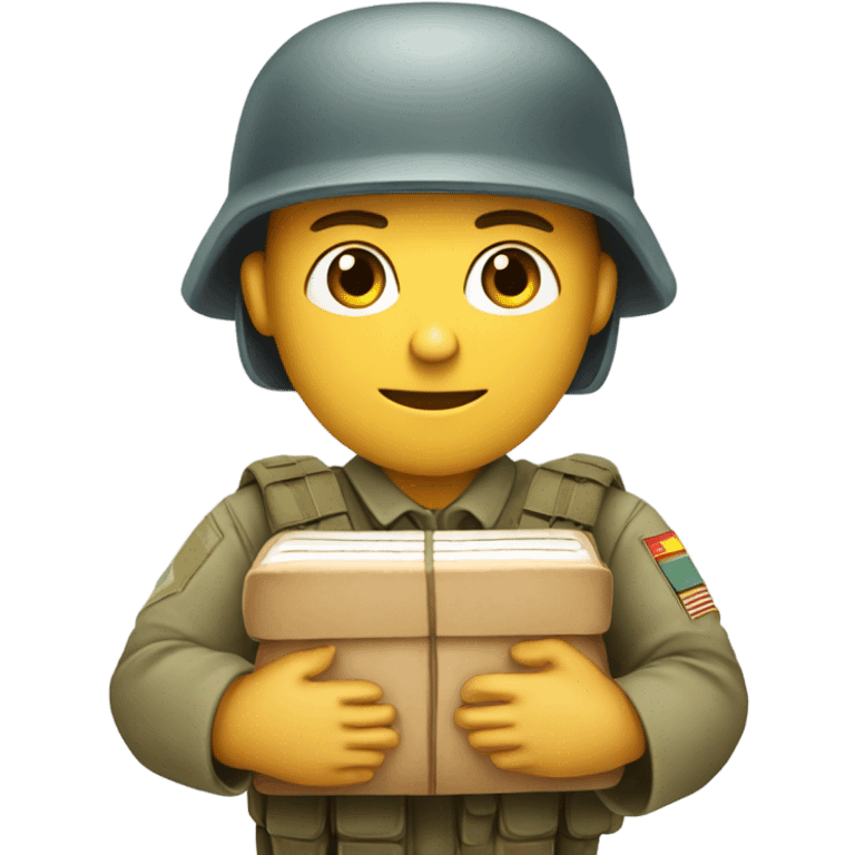 White Army soldier wit blue eyes holding a sandwhich and a bible emoji