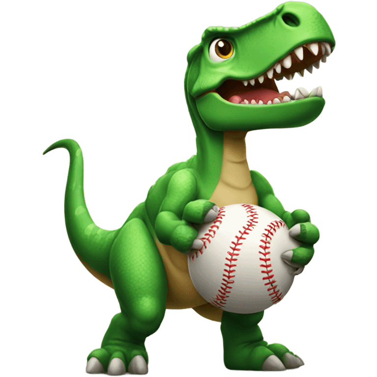 Dinosaur with baseball emoji