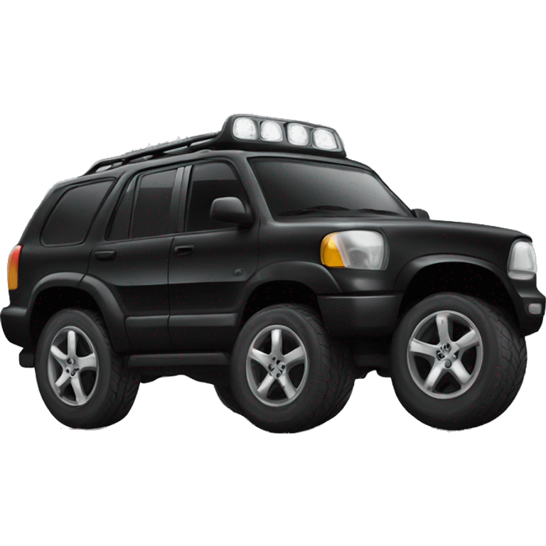 Black suv with shiny wheels emoji