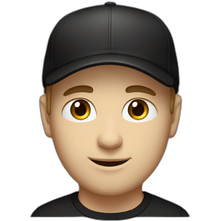 the white guy with blue eyes in the black cap and black t-shirt emoji