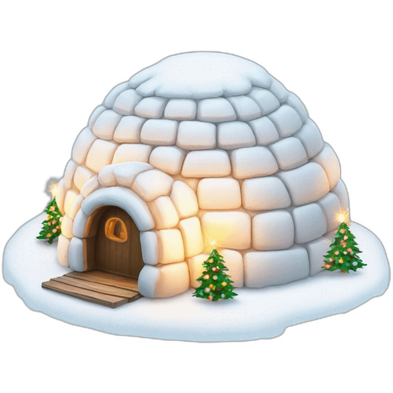 igloo celebration with lights white background emoji