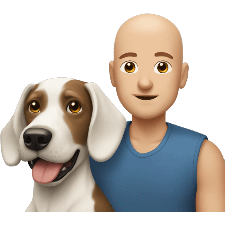 bald man with dog indoors emoji