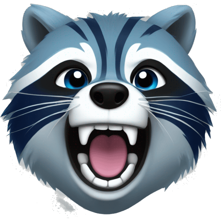 Blue raccoon screaming  emoji