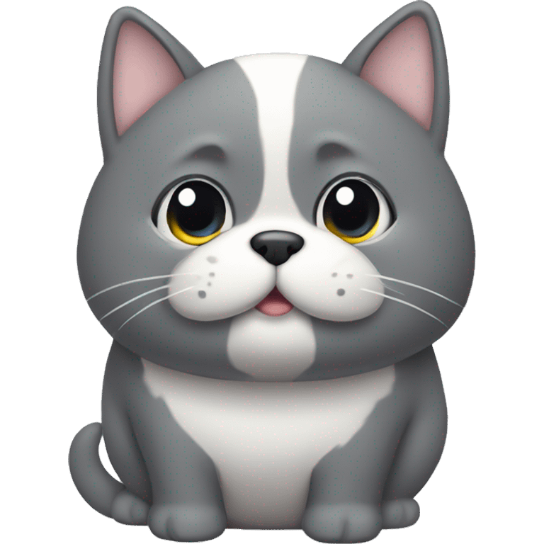 chubby gray cat dog with a belly emoji