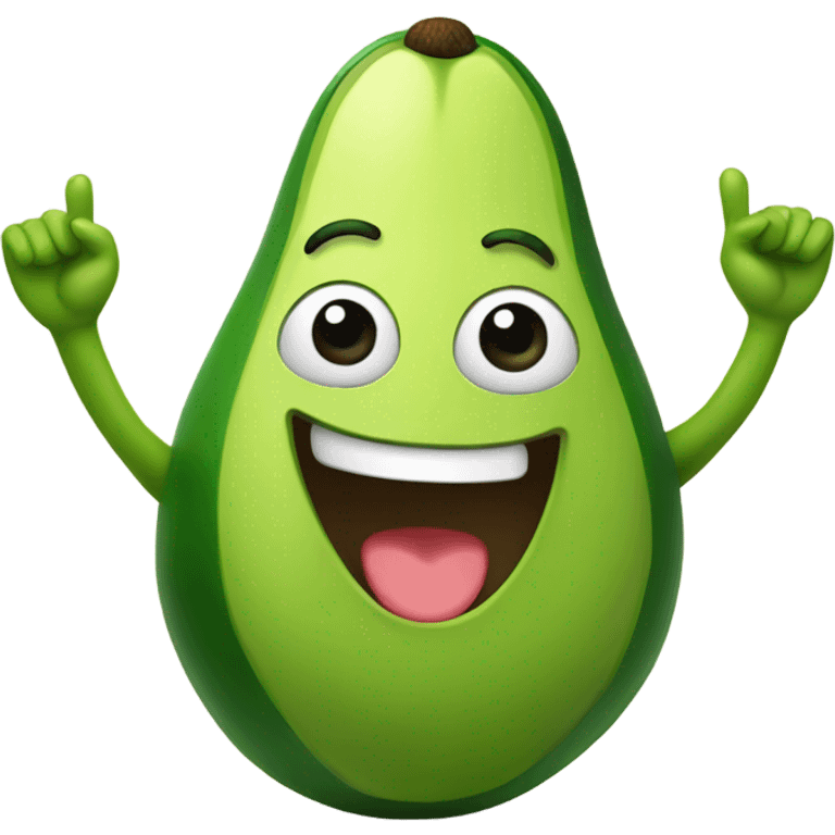 happy avocado with hands up emoji