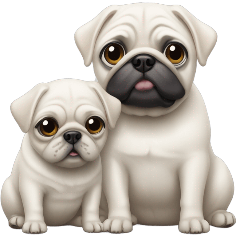 two fully  white pugs, an adult and a baby emoji