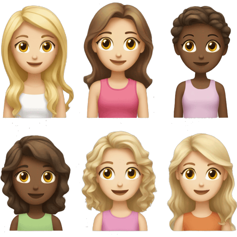 Brown haired girl and blonde haired girl and brown haired girl  emoji