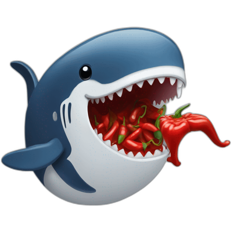 Whale eating a chili pepper emoji