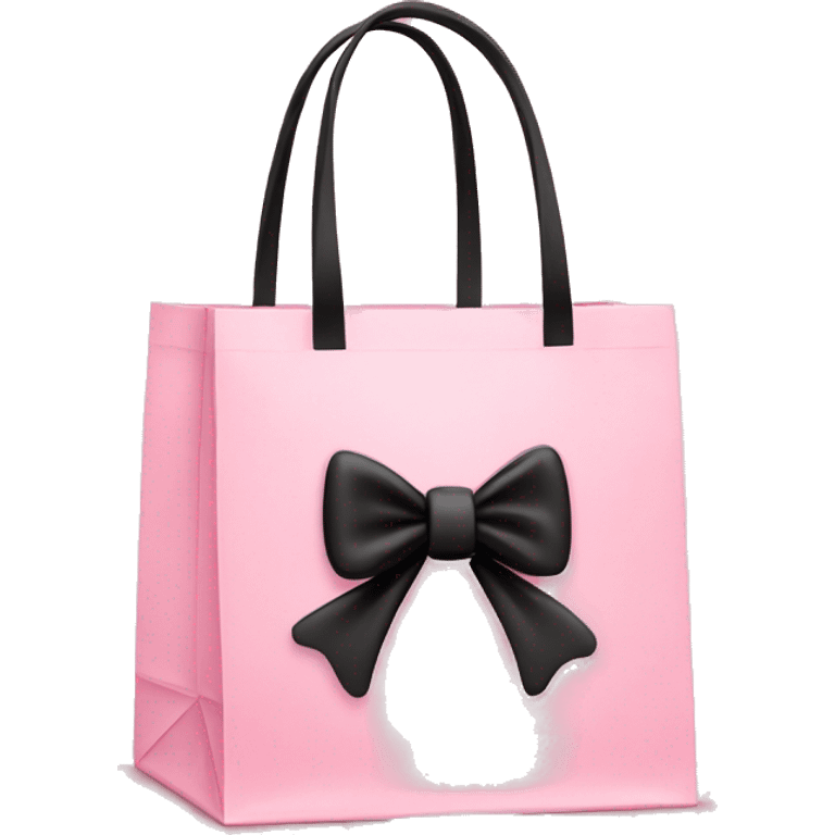 light pink shopping bag with black bow emoji