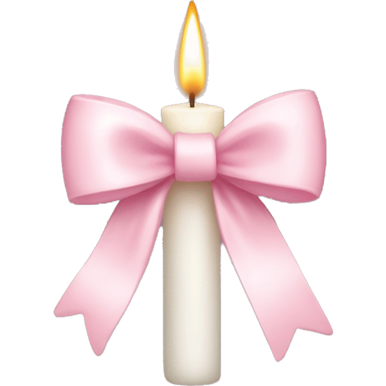 White candle light pink bow emoji