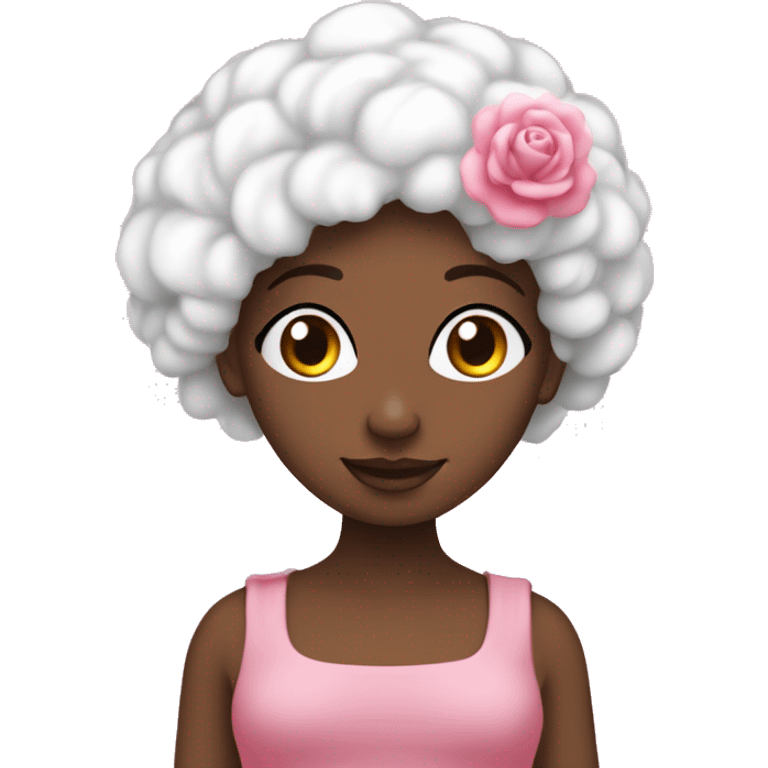 Afrodite com uma rosa em uma de suas mãos e na outra mão um cisne branco emoji