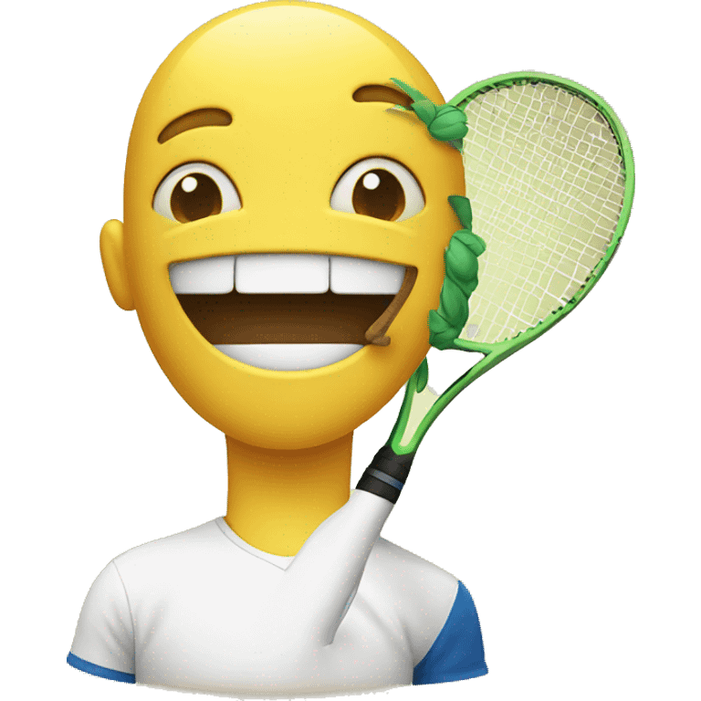 happy emoji wth tennis racket emoji