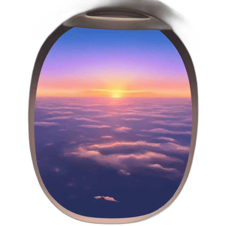 beautiful sunset seen through airplane window emoji