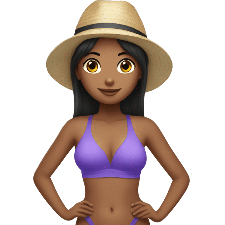 black straight haired girl in a one piece swimsuit emoji