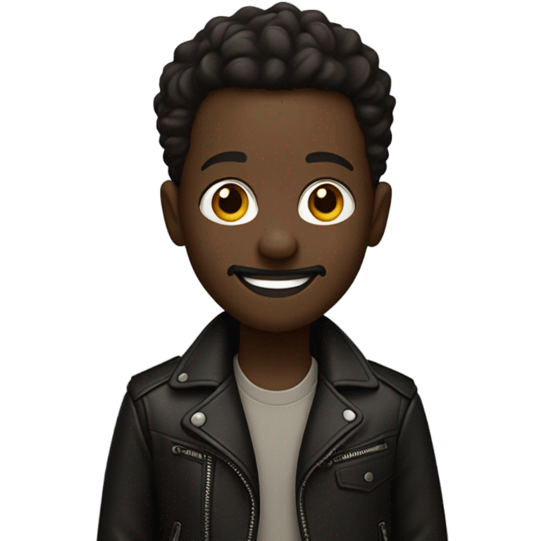 smiling darkskin boy in leather jacket with goatee emoji